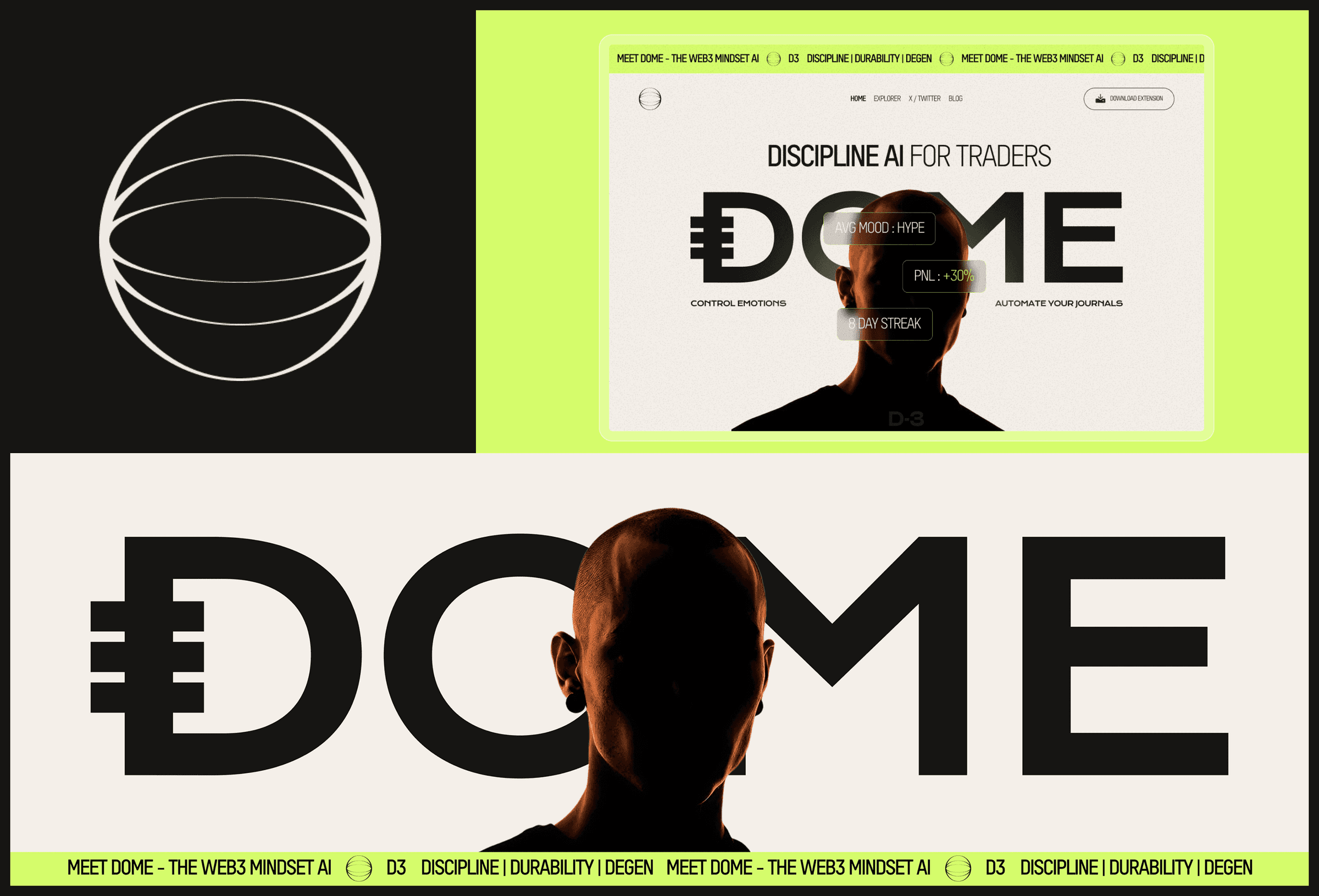 DOME: Discipline for traders, built around mood, streaks and journalling.